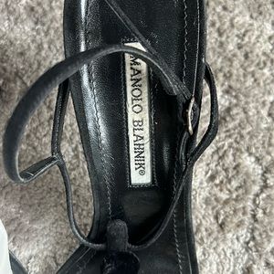 Manolo Blahnik black suede and velvet button shoes size 40.5/10